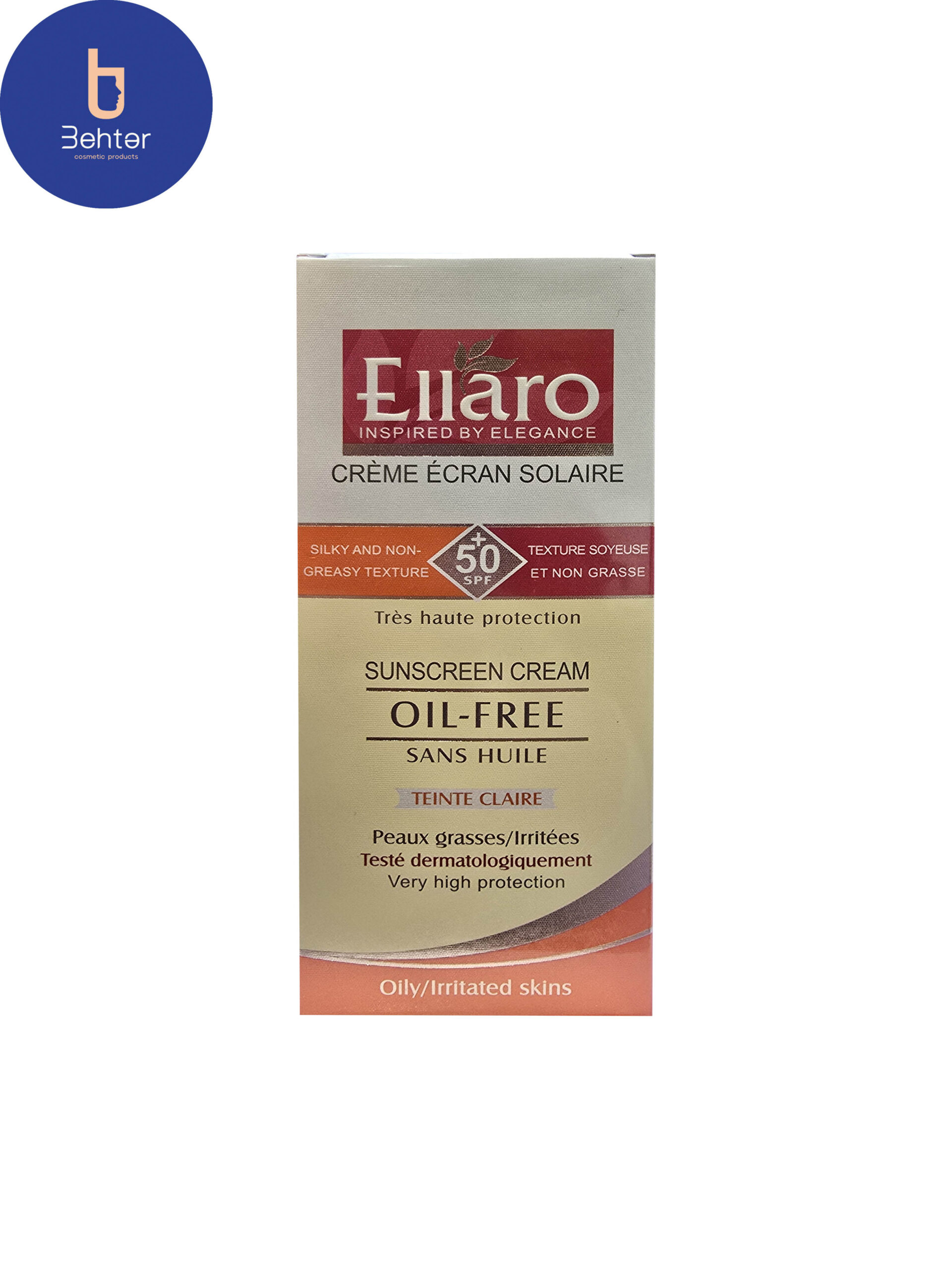 کرم ضد آفتاب فاقد چربی SPF 50 الارو (بژ روشن) 40میل Ellaro Oil-Free Sunscreen SPF 50 (Light Beige) 40ml