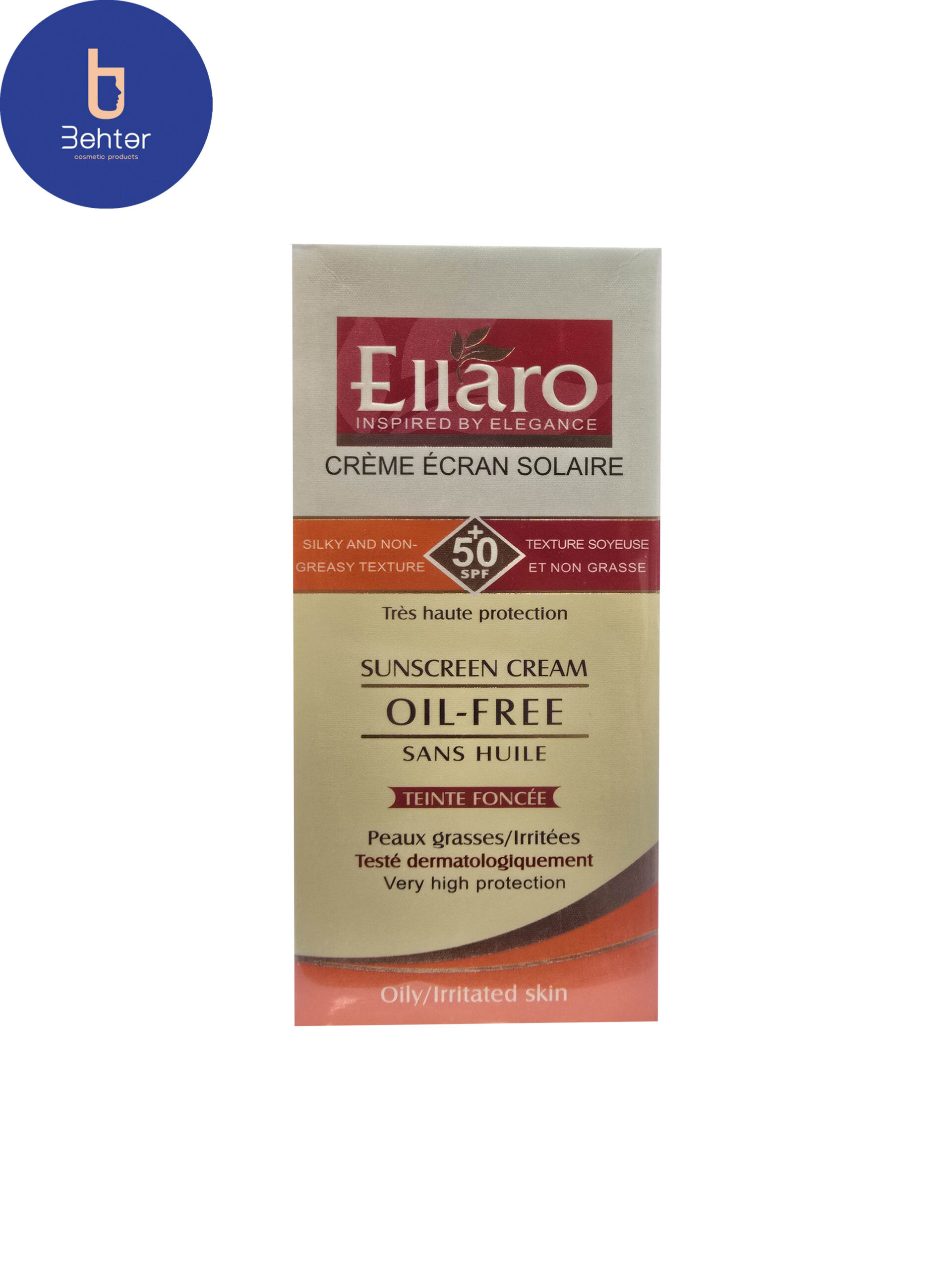 کرم ضد آفتاب فاقد چربی SPF 50 الارو (بژ طبیعی) 40میل Ellaro Oil-Free Sunscreen SPF 50 (Natural Beige) 40ml