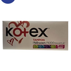 تامپون کوتکس مدلsuper بسته بندی 16عددی Kotex super model tampon pack of 16
