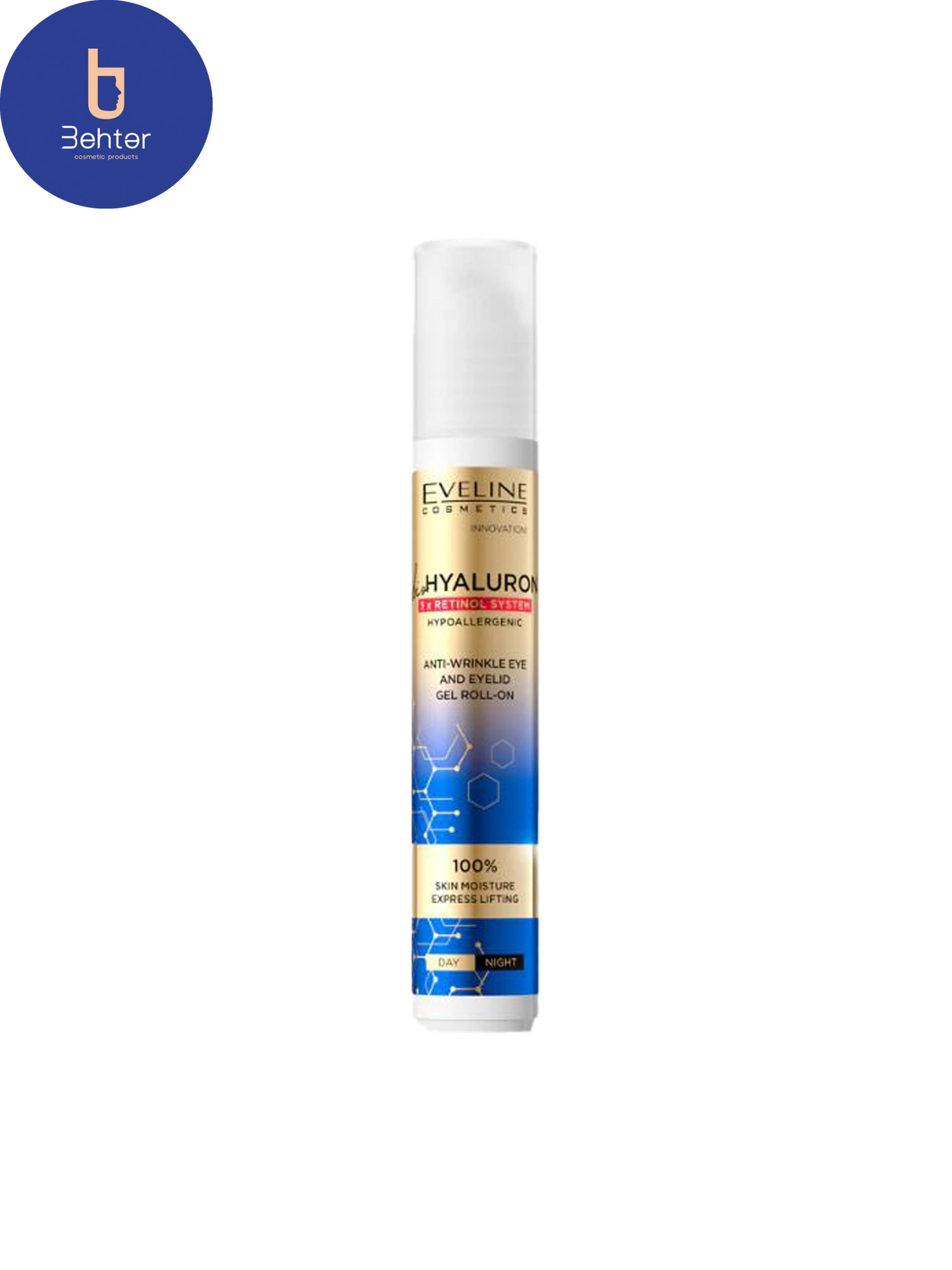 ژل آبرسان دور چشم بیوهیالورون رولی اولاین 15میل Eveline Biohyaluron Roll-On Eye Hydrating Gel 15ml
