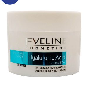 کرم آبرسان و ضدچروک هیالورونیک اسید و چای سبز اولاین 50میل Eveline Hyaluronic Acid and Green Tea Hydrating and Anti-Wrinkle Cream 50ml