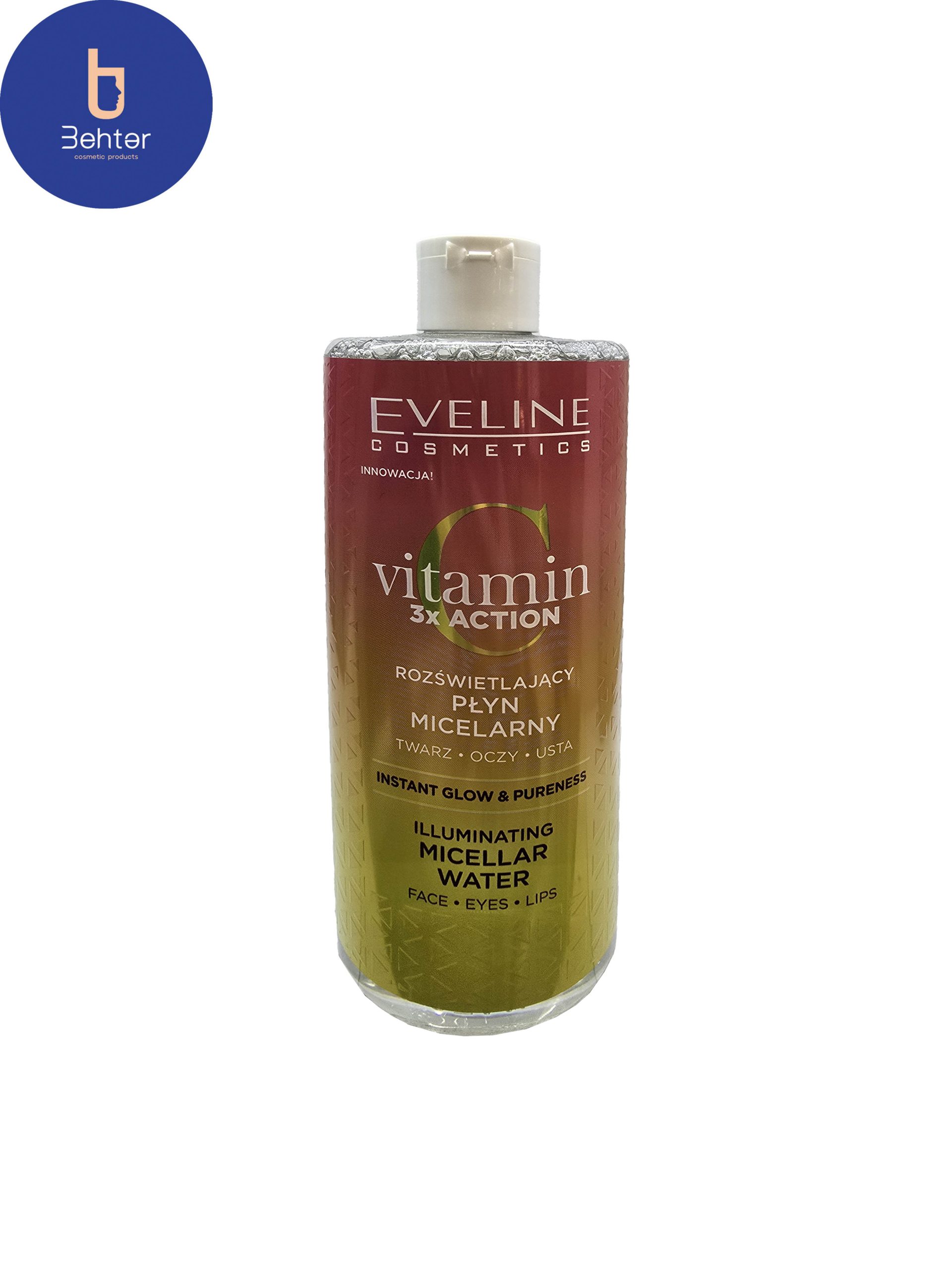 میسلار واتر روشن کننده ویتامین سی 3x Action اولاین 500میل Eveline Vitamin C Brightening Micellar Water 3x Action ,500ml