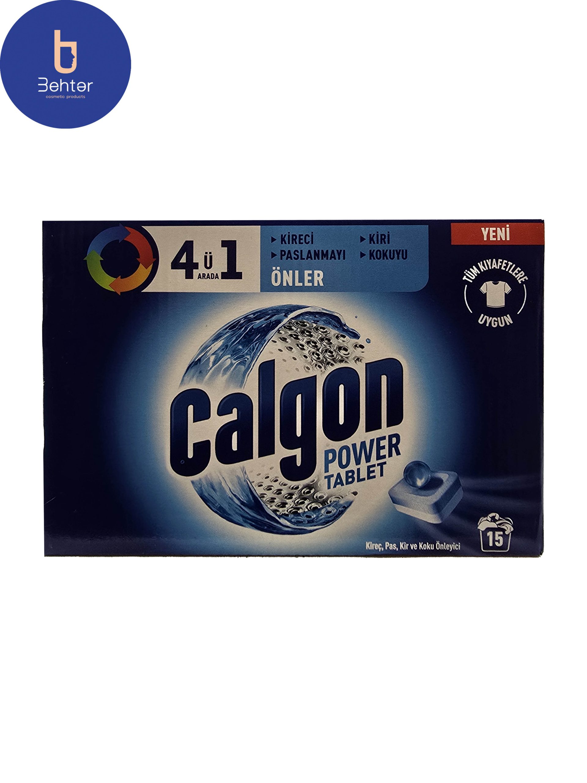 قرص جرمگیر ماشین لباسشویی کالگون مدل 4in1 بسته بندی 15 عددی Calgon 4in1 washing machine descaling tablets, pack of 15
