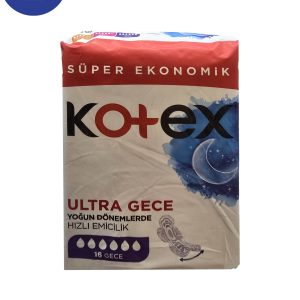 نوار بهداشتی کوتکس ویژه شب مدل Ultra Gece بسته بندی 16 عددی Kotex ultra gece sanitary napkins for night, pack of 16