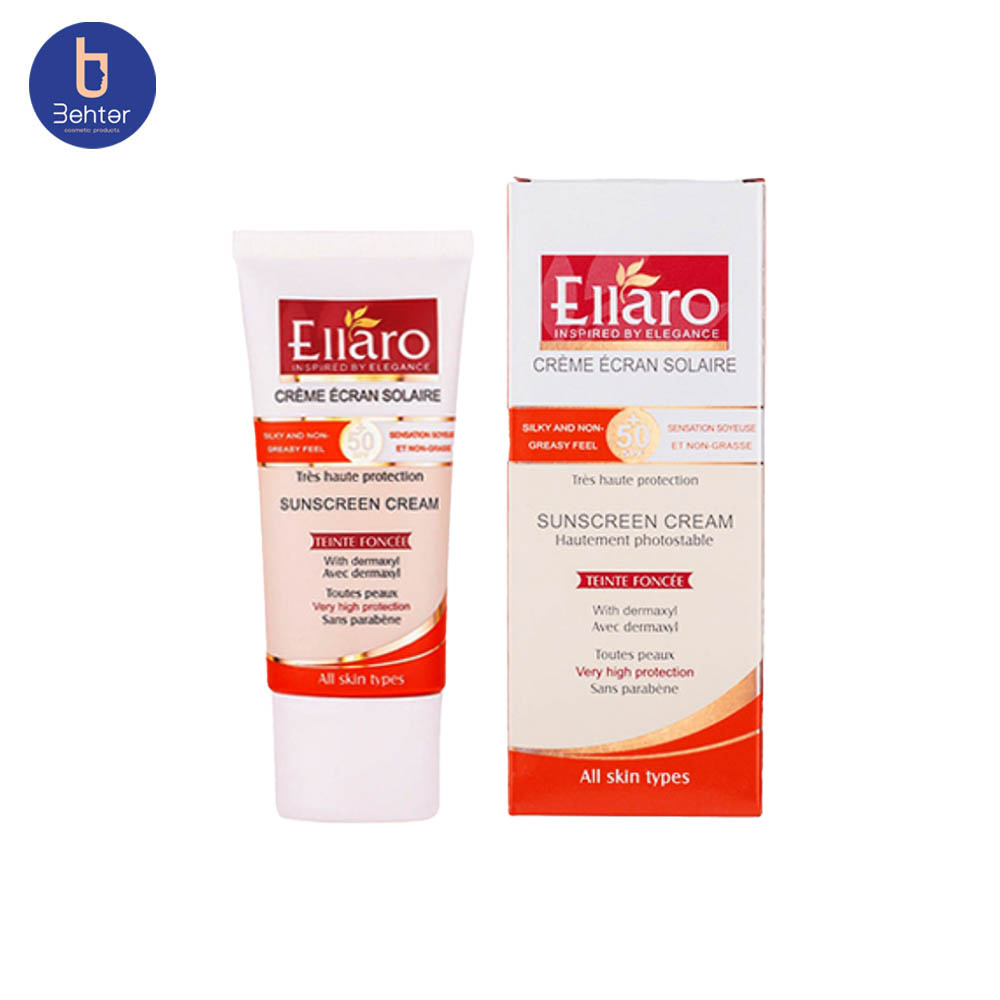 کرم ضد آفتاب مناسب انواع پوست SPF 50 الارو (بژ طبیعی) 50میل Ellaro Sunscreen suitable for all skin types, SPF 50 (natural beige) 50ml