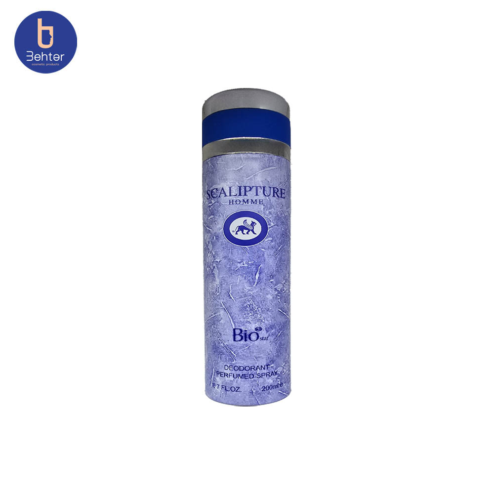 اسپری خوشبو کننده بیواستار اسانس نیکوس اسکالپچر هوم حجم 200میل  Deodorant Spray Biostar , Nikos Sculpture Homme Essential Oil , 200ml
