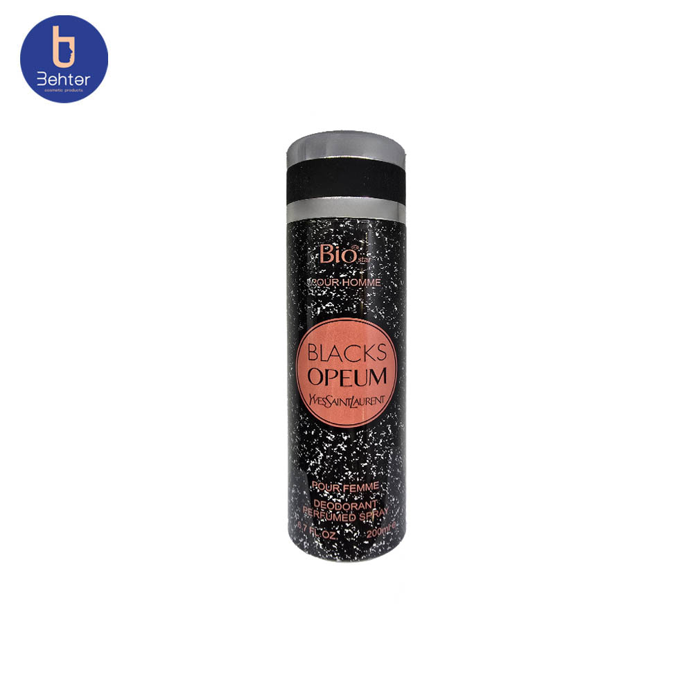 اسپری خوشبو کننده بیواستار اسانس بلک اوپیوم حجم 200میل Deodorant Spray Biostar , Black Opium Essential Oil , 200ml