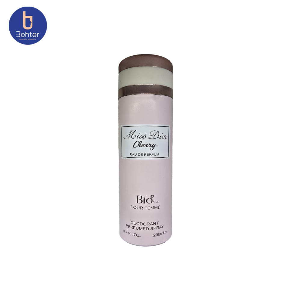 اسپری خوشبو کننده بیواستار اسانس میس دیور چری حجم 200میل  Deodorant Spray Biostar , Miss Dior Cherry Essential Oil , 200ml