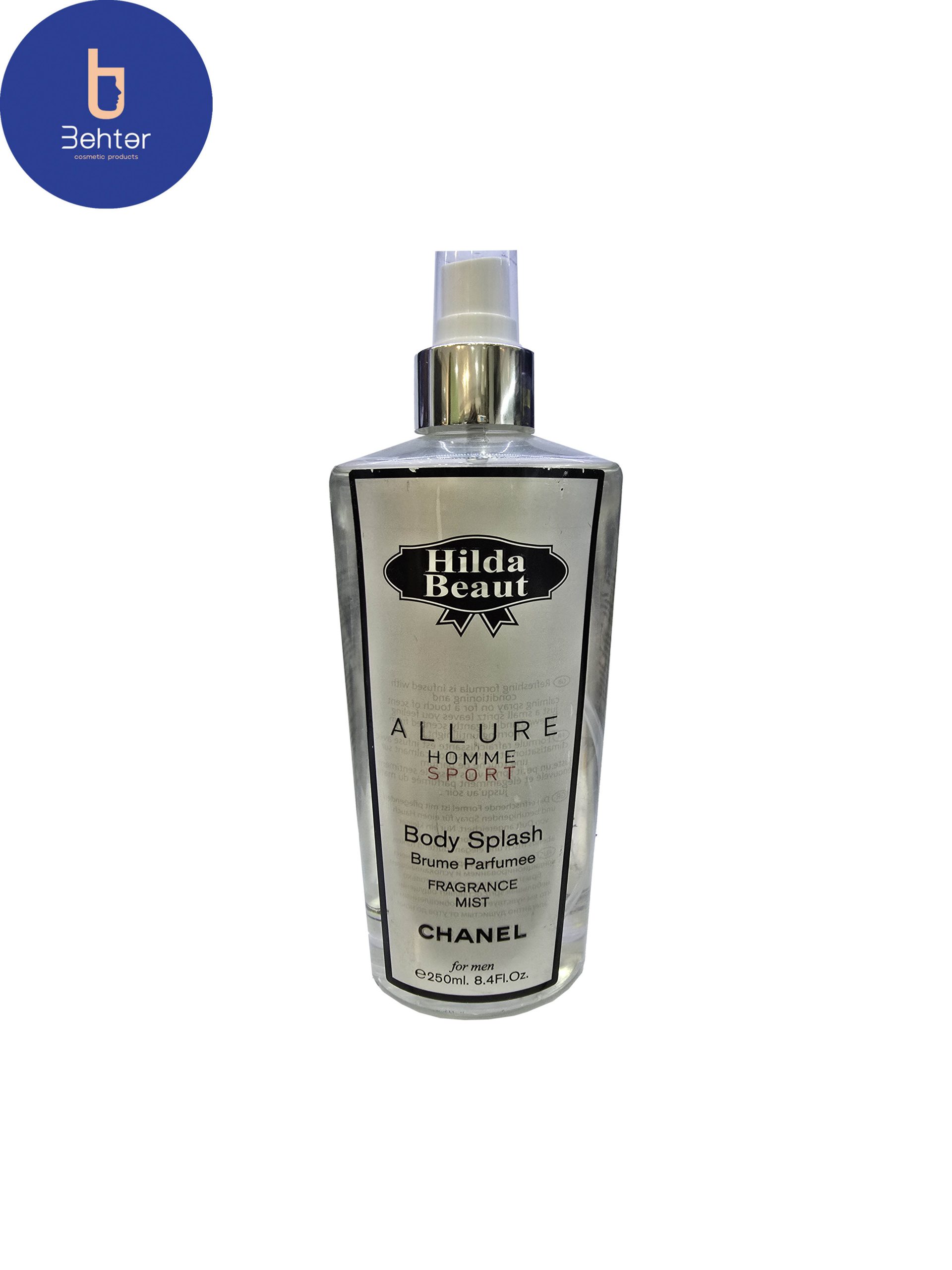 بادی اسپلش برند هیلدا بیوت اسانس الور هوم اسپرت حجم 250میل Body Splash Hilda Beaut Brand ,Allure Home Sport Essential Oil, 250ml
