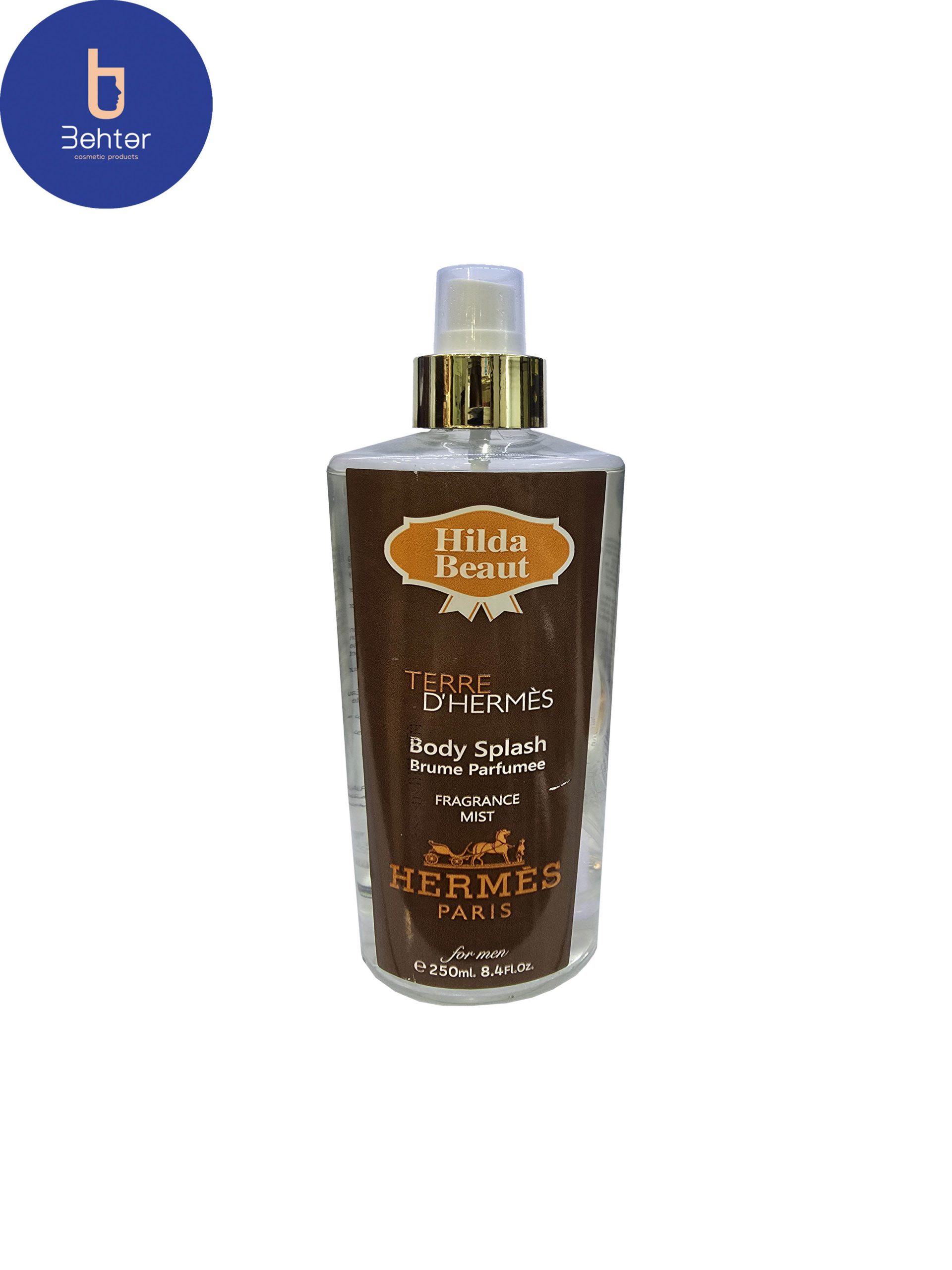 بادی اسپلش برند هیلدا بیوت اسانس تق هرمس حجم 250میل Body Splash Hilda beaut brand, Terrre d hermes Essential Oil, 250ml