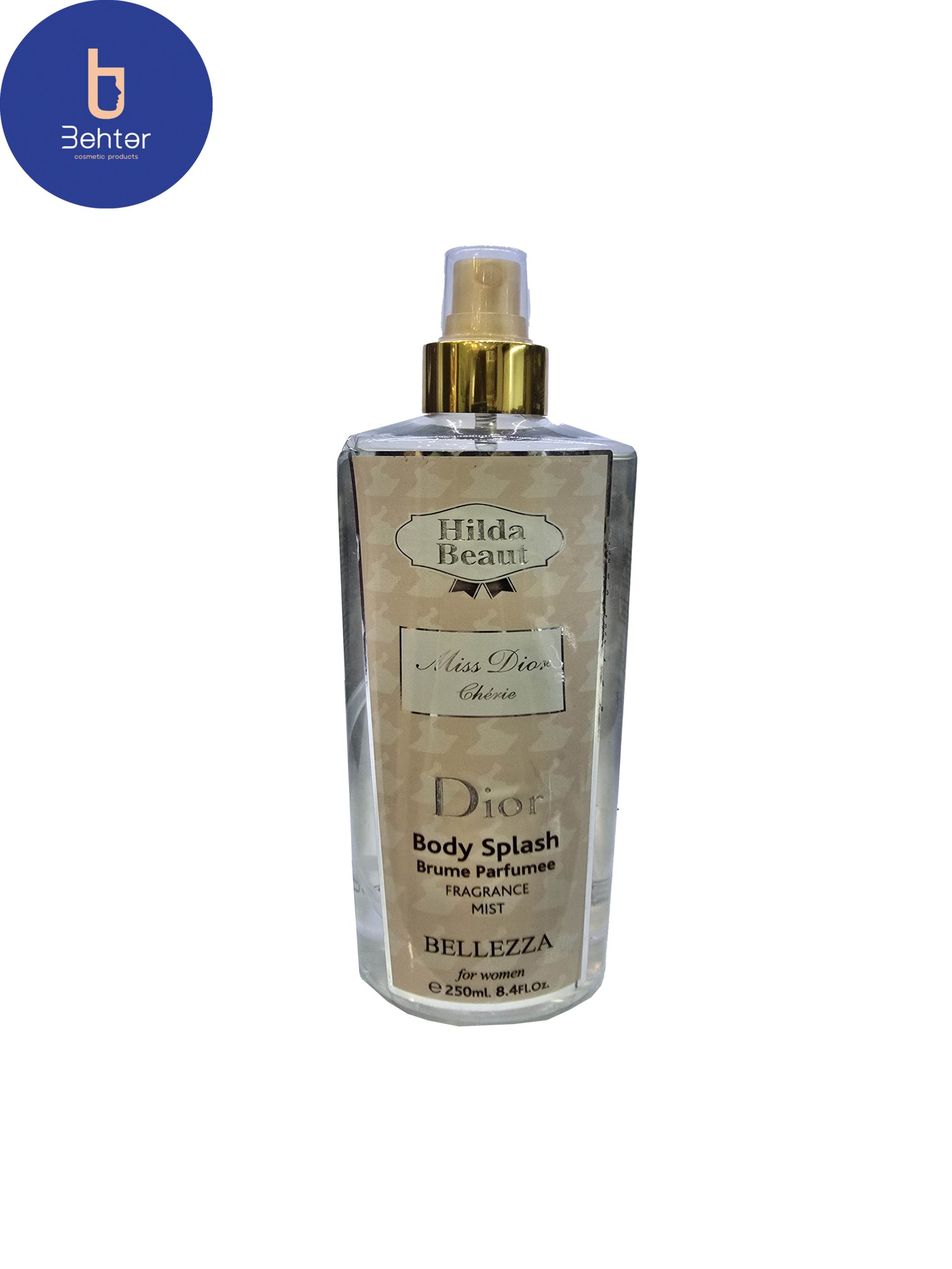 بادی اسپلش برند هیلدا بیوت اسانس میس دیور حجم 250میل Body Splash Hilda Beaut , Miss Dior Essential Oil, 250ml
