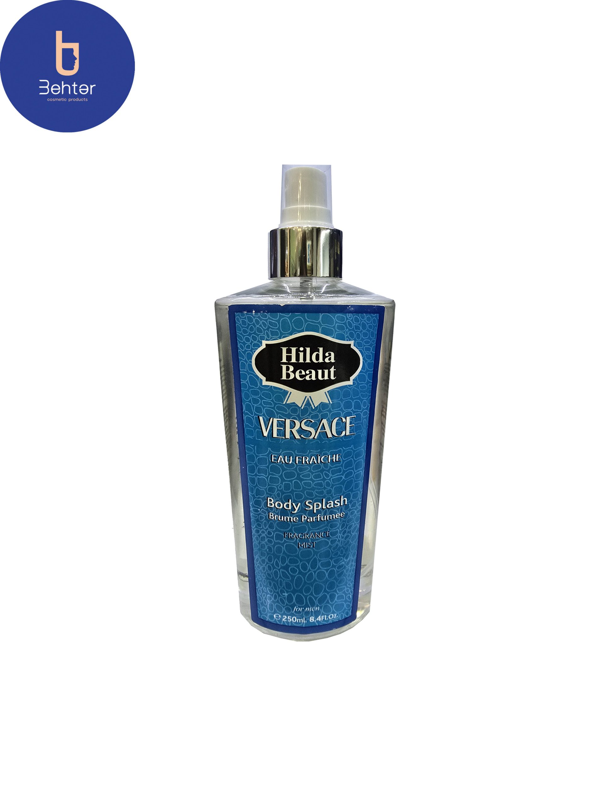 بادی اسپلش برند هیلدابیوت اسانس ورساچه او فرش حجم 250میل Body Splash Hilda Beaut Brand , Versace Eau Fraiche Essential Oil ,250ml