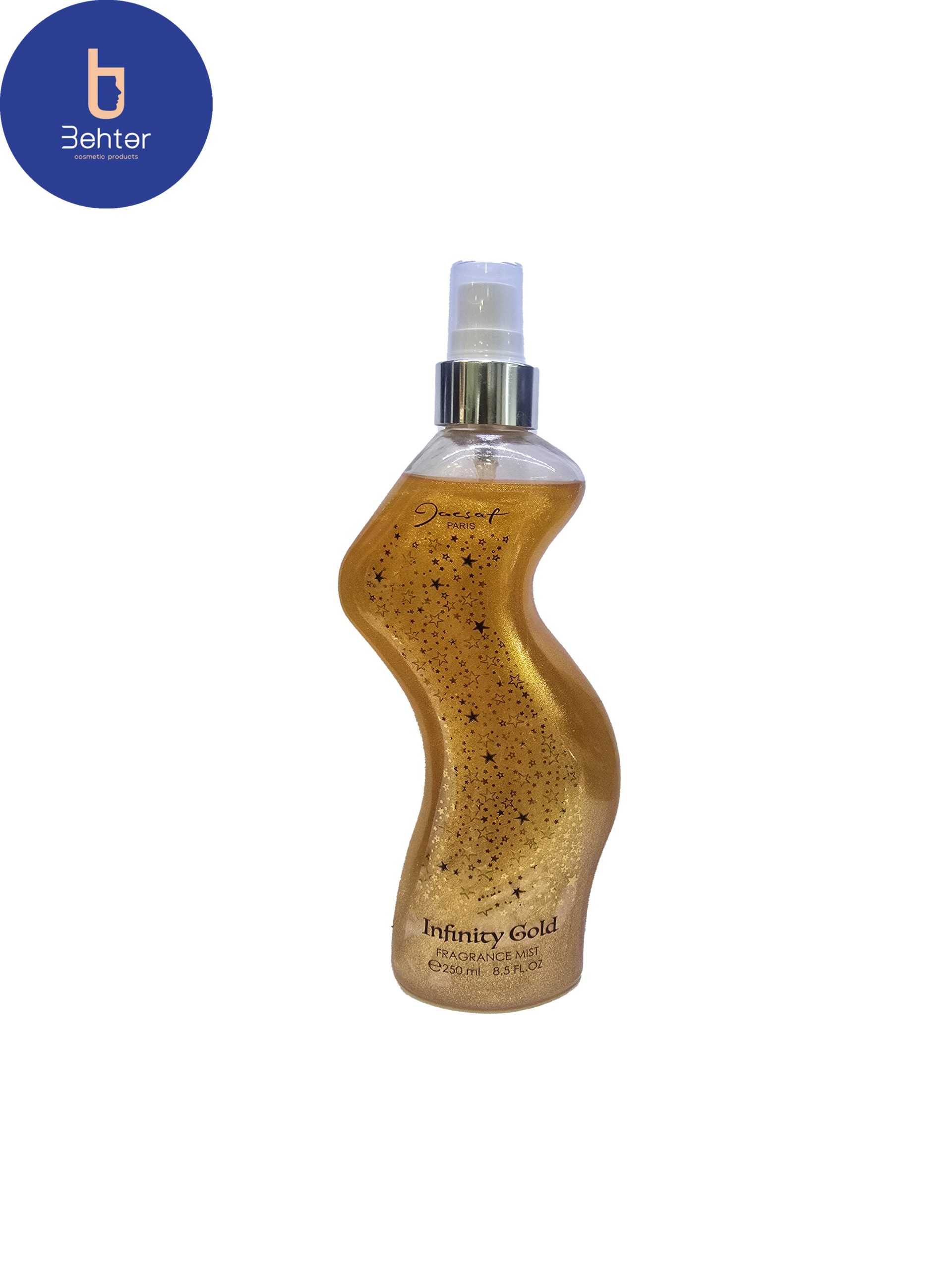بادی اسپلش برند ژک ساف اسانس اینفینیتی گلد حجم 250میل Body Splash Jacsaf Brand , Infinity Gold Essential Oil , 250ml