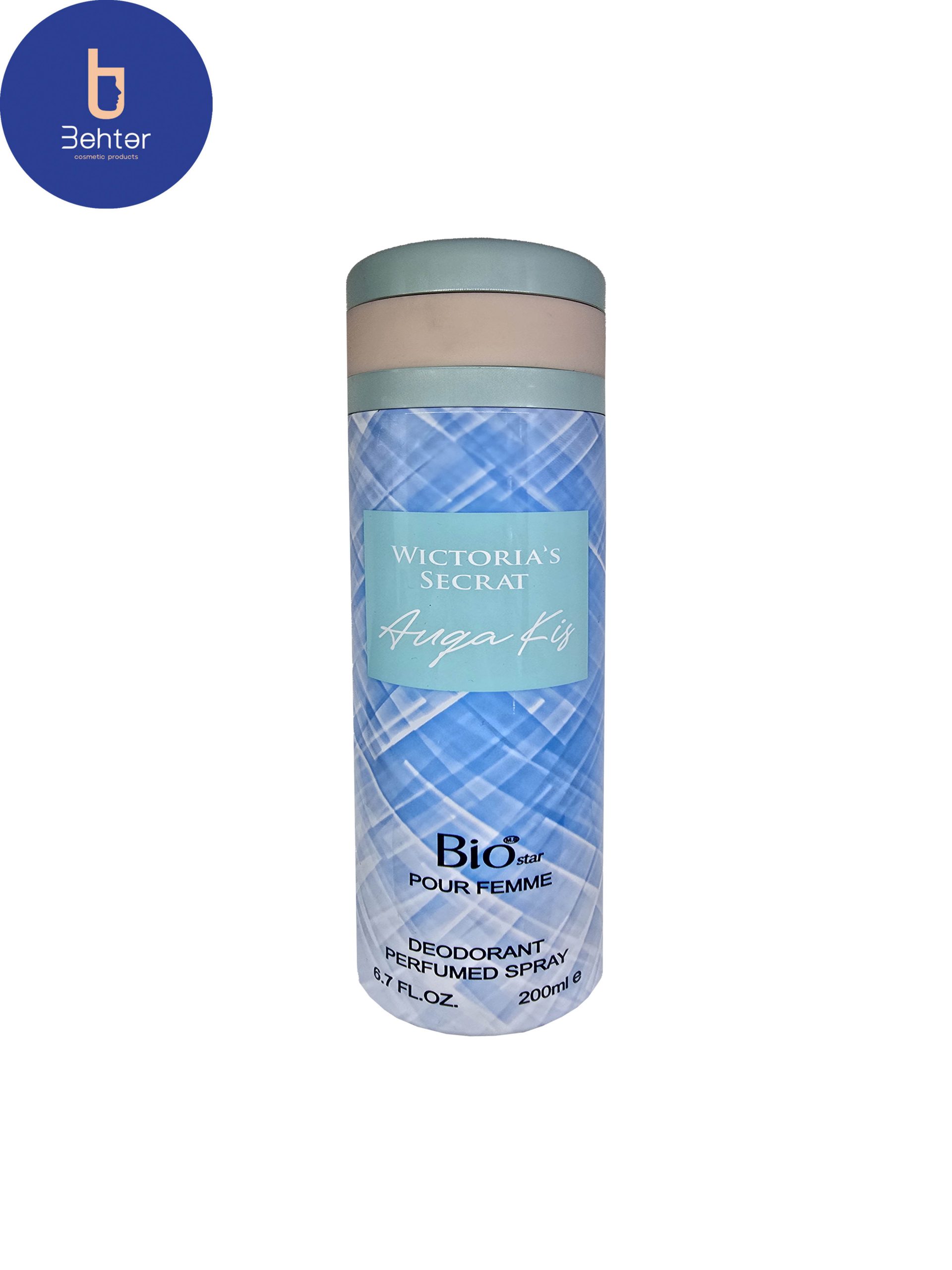 اسپری خوشبو کننده بیواستار اسانس ویکتوریا سکرت آکوا کیس حجم 200میل  Deodorant Spray Biostar ,Victoria’s Secret Auqa kis Essential Oil ,200ml
