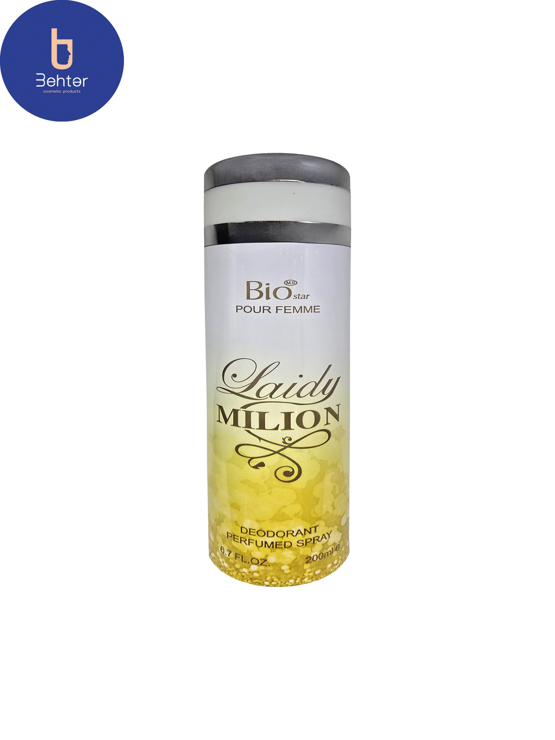 اسپری خوشبو کننده بیواستار اسانس لیدی میلیون حجم 200میل  Deodorant Spray Biostar , Lady Million Essential Oil ,200ml