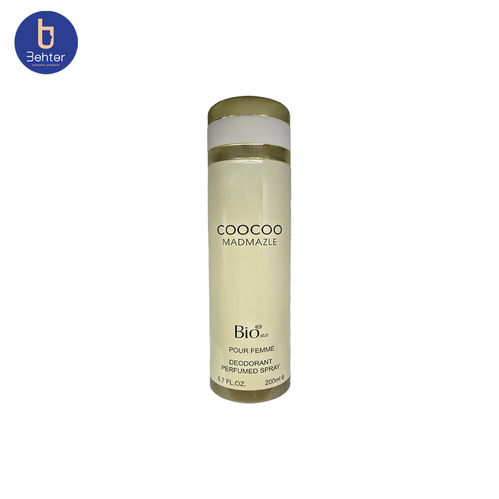 اسپری خوشبو کننده بیواستار اسانس کوکو مادمازل حجم 200میل Deodorant Spray Biostar, Coco Mademoiselle Essential Oil, 200ml