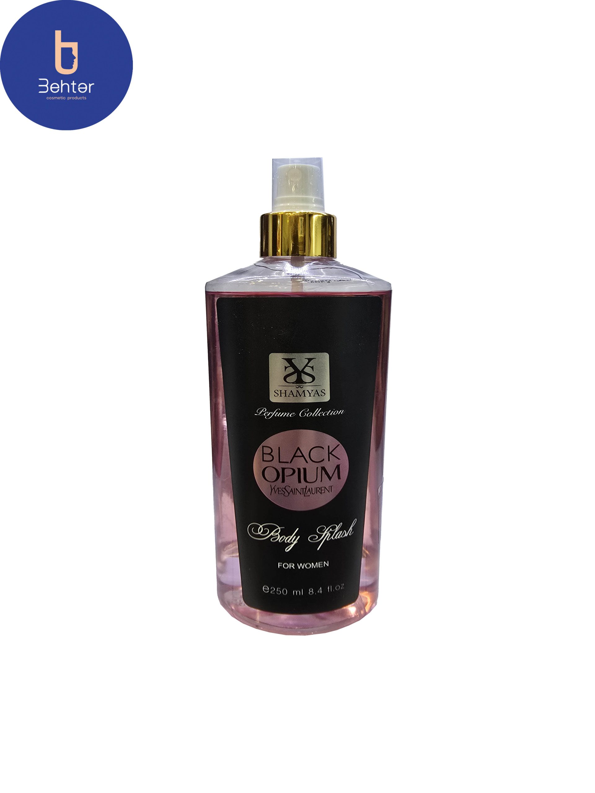 بادی اسپلش برند شمیاس اسانس بلک اوپیوم حجم 250میل Body Splash Shamyas Brand ,Black Opium Essential oil, 250ml
