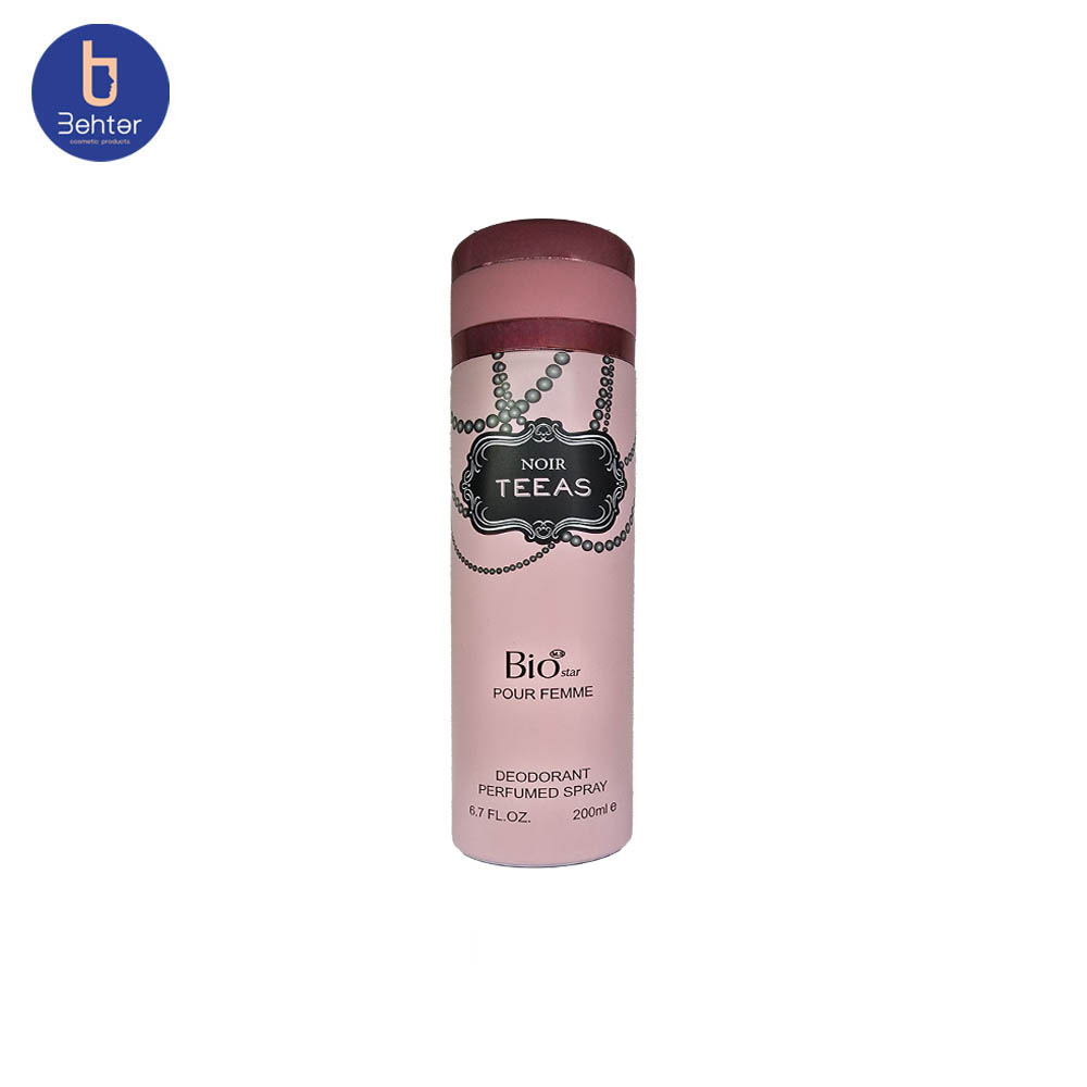اسپری خوشبو کننده بیواستار اسانس ویکتوریا سکرت نویر تیس حجم 200میل  Deodorant Spray Biostar , Victoria’s Secret Noir Tees Essential Oil , 200ml