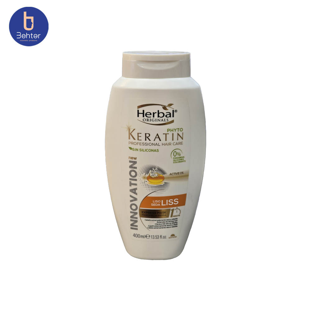 نرم کننده و ماسک مو فیتو کراتین هربال صاف کننده و مغذی کننده مو حجم400میل Herbal Phyto Keratin Hair Conditioner and Mask, smoothing and nourishing hair, volume 400 ml