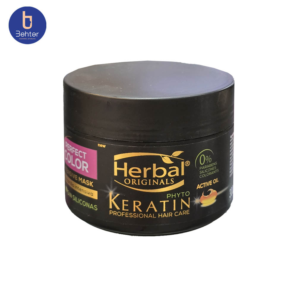 ماسک مو و نرم کننده کاسه ای موهای رنگ شده هربال مدل Color Protectحجم300میل Herbal Hair mask and conditioner bowl for colored hair, Color Protect model, 300 ml