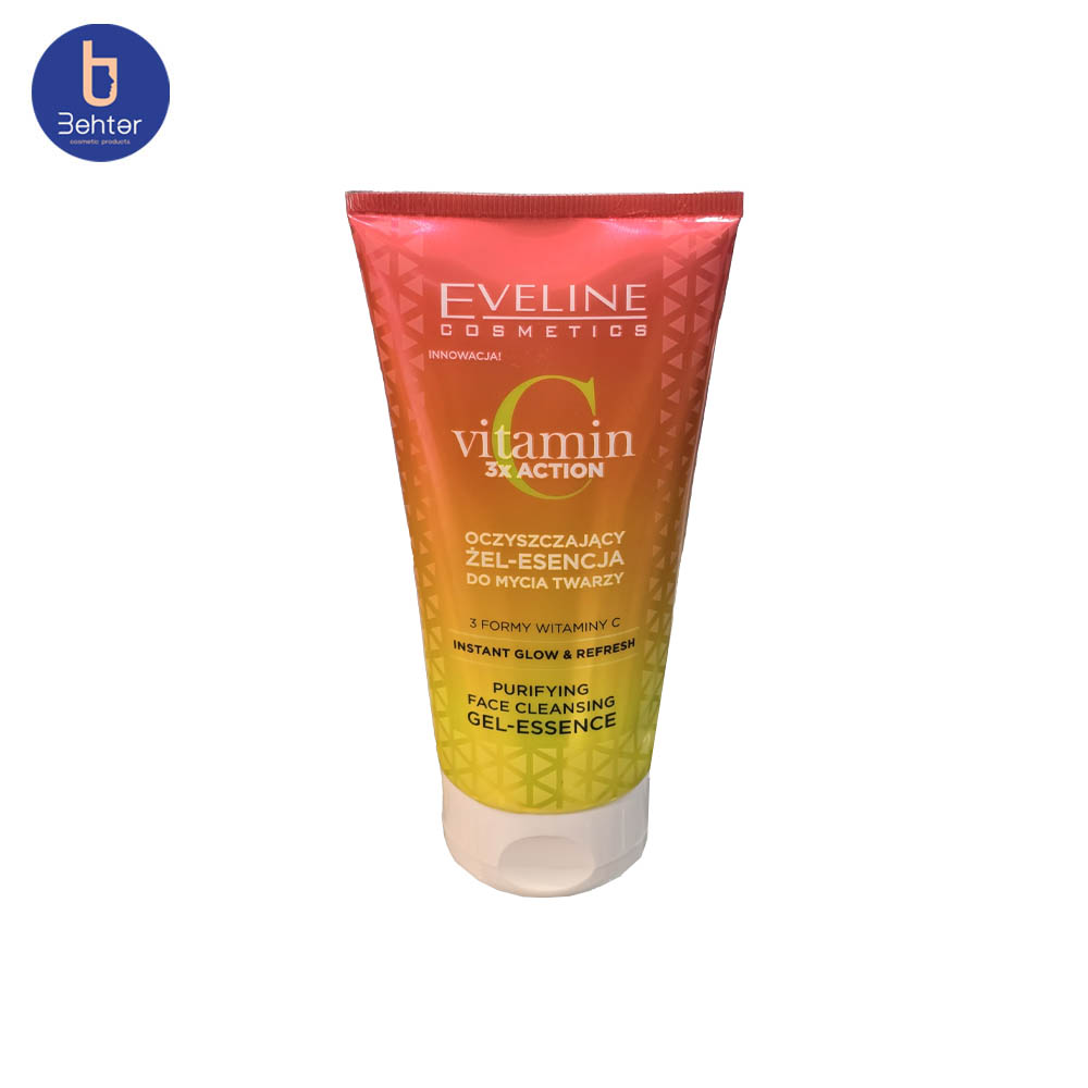 ژل شستشوی صورت ویتامین C 3x Action اولاین حجم 150میل Eveline Vitamin C 3x Action Facial Wash Gel, 150 ml