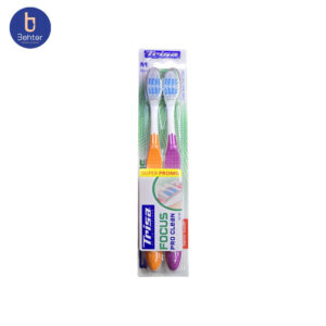 مسواک تریزا مدل Focus Pro Clean با برس مدیوم بسته بندی 2 عددی Trisa Focus Pro Clean toothbrush with medium brush, 2-pack