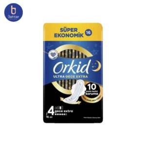 نوار بهداشتی ارکید ویژه شب مدل Ultra Gece Extra بسته بندی 16 عددی Orchid sanitary napkins for nights, Ultra Gece Extra model, pack of 16