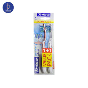 مسواک تریزا مدل Pro Clean X-Shapedبا برس نرم بسته بندی 2 عددی Trisa Pro Clean X-Shaped toothbrush with Soft brush, 2-pack