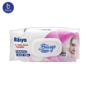 دستمال مرطوب بانیو رنگ صورتی و ابی ارسال رنگ به صورت رندوم